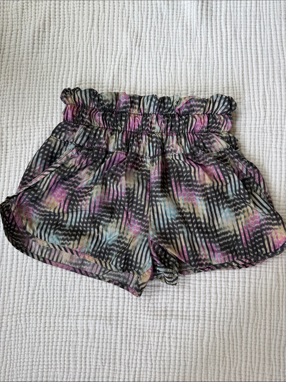 FP Movement by Free People Black Multicolor Paperbag Waist Shorts